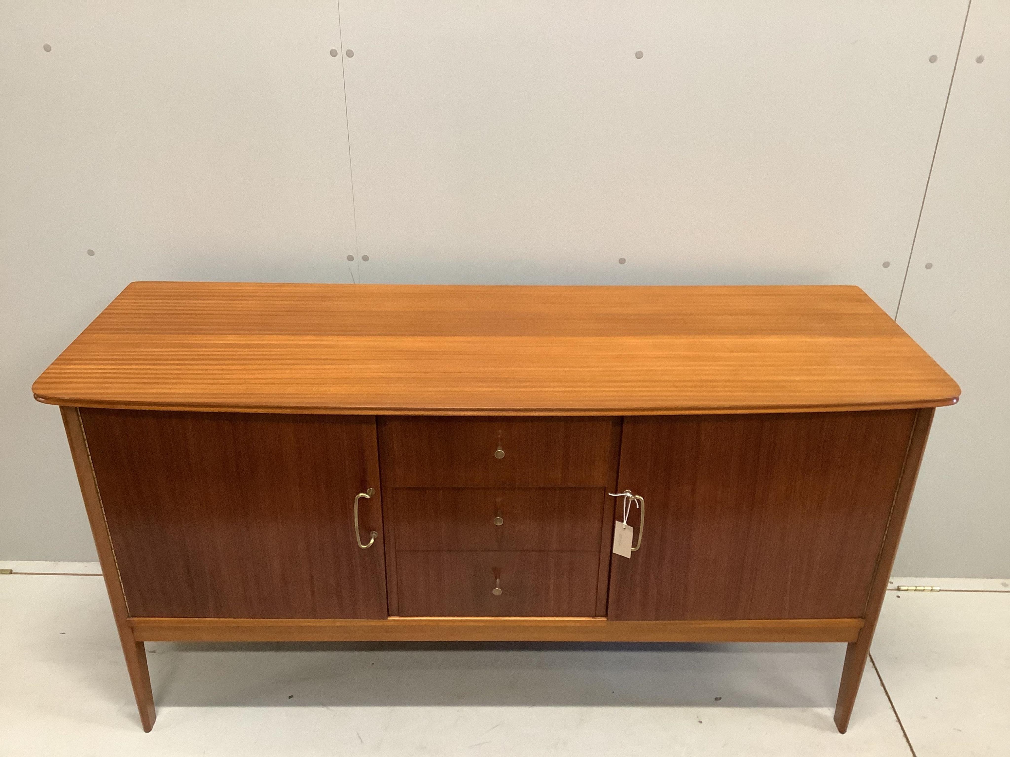 Peter Hayward for Vanson, a mid century teak sideboard, width 159cm, depth 51cm, height 84cm. Condition - fair to good, top has a rim bruise and light surface scratches.